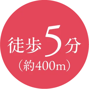 徒歩5分（約400m）